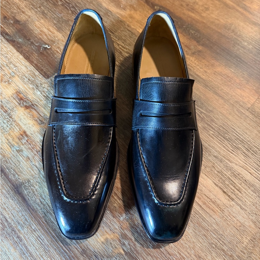 Elegant Black Leather Slip-On Loafers